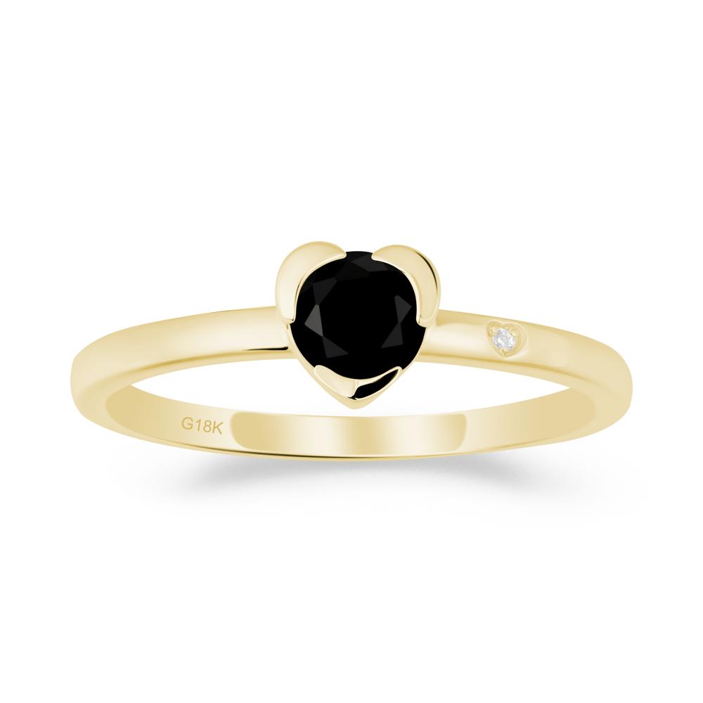 Heart Setting Black Spinel Ring - LUO Jewelry #metal_18k yellow gold