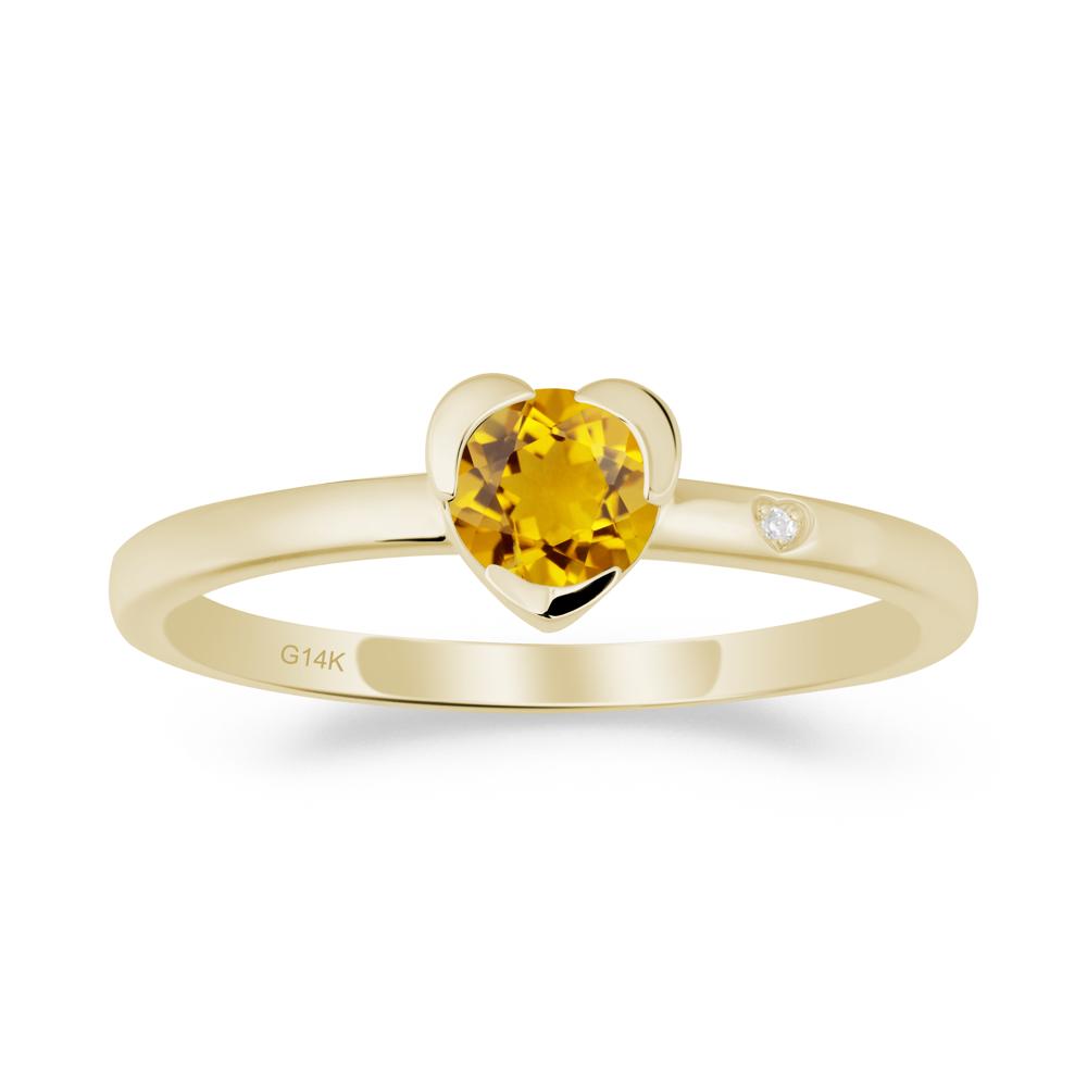 Heart Shaped Bezel Setting Citrine Ring - LUO Jewelry #metal_14k yellow gold
