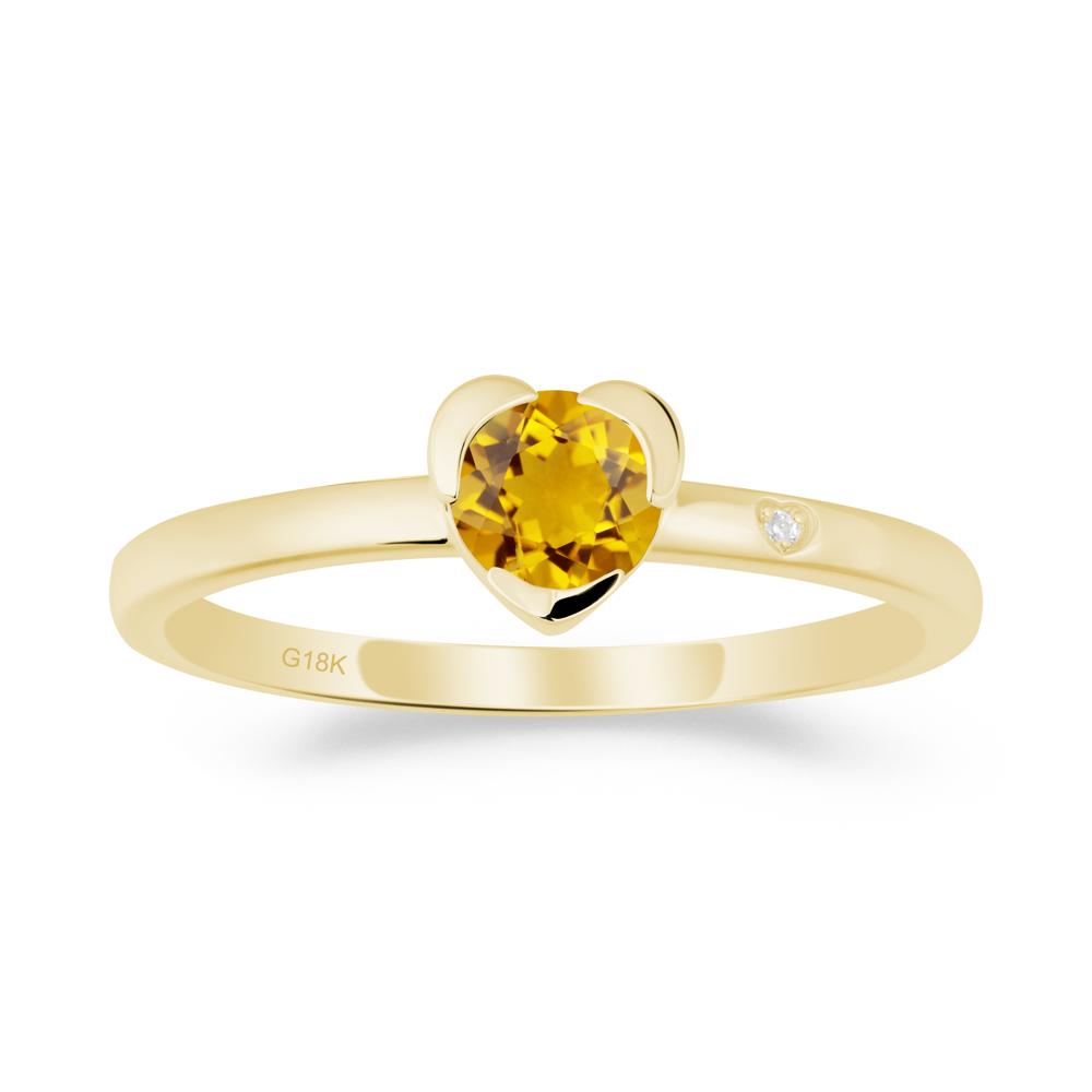 Heart Shaped Bezel Setting Citrine Ring - LUO Jewelry #metal_18k yellow gold