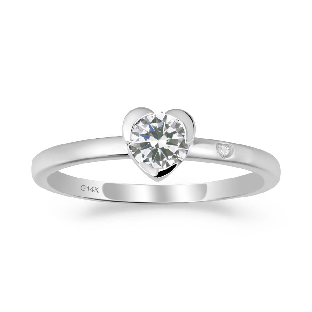 Heart Setting Cubic Zirconia Ring - LUO Jewelry #metal_14k white gold