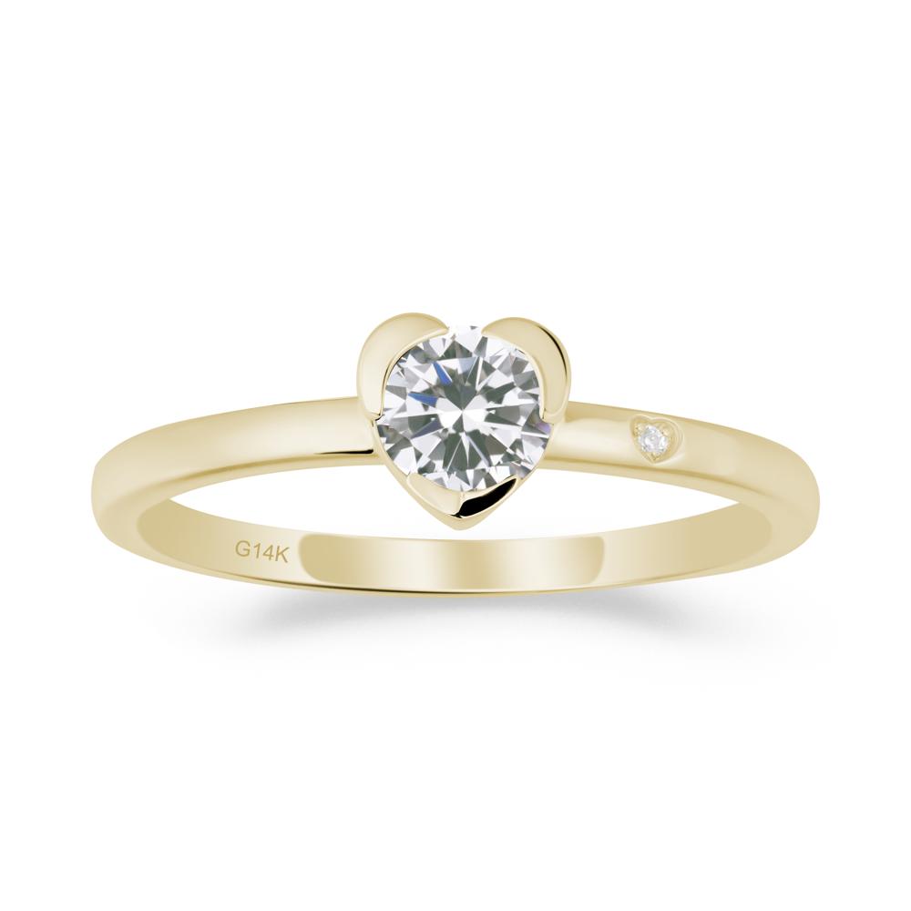 Heart Setting Cubic Zirconia Ring - LUO Jewelry #metal_14k yellow gold