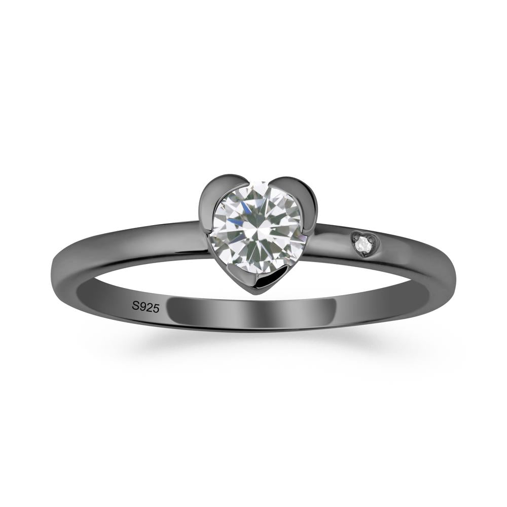 Heart Setting Cubic Zirconia Ring - LUO Jewelry #metal_black finish sterling silver