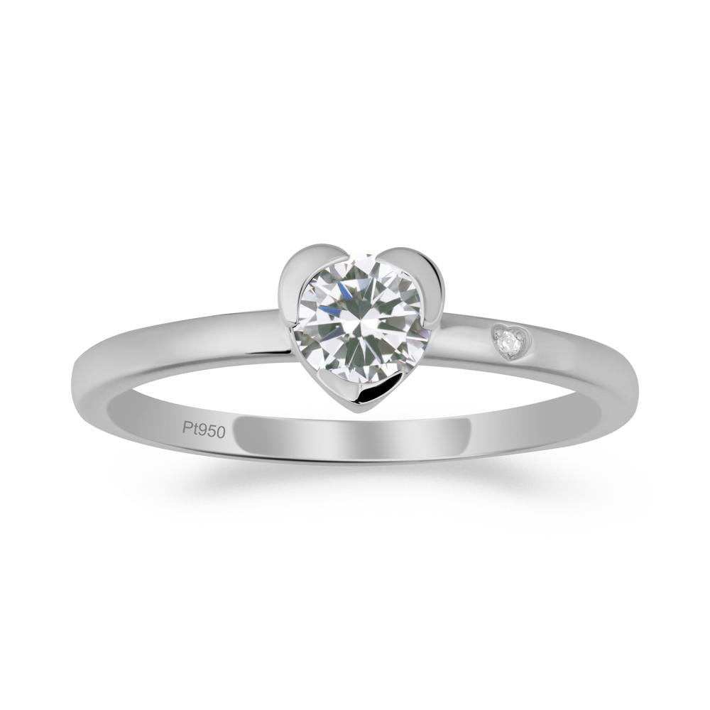 Heart Setting Cubic Zirconia Ring - LUO Jewelry #metal_platinum