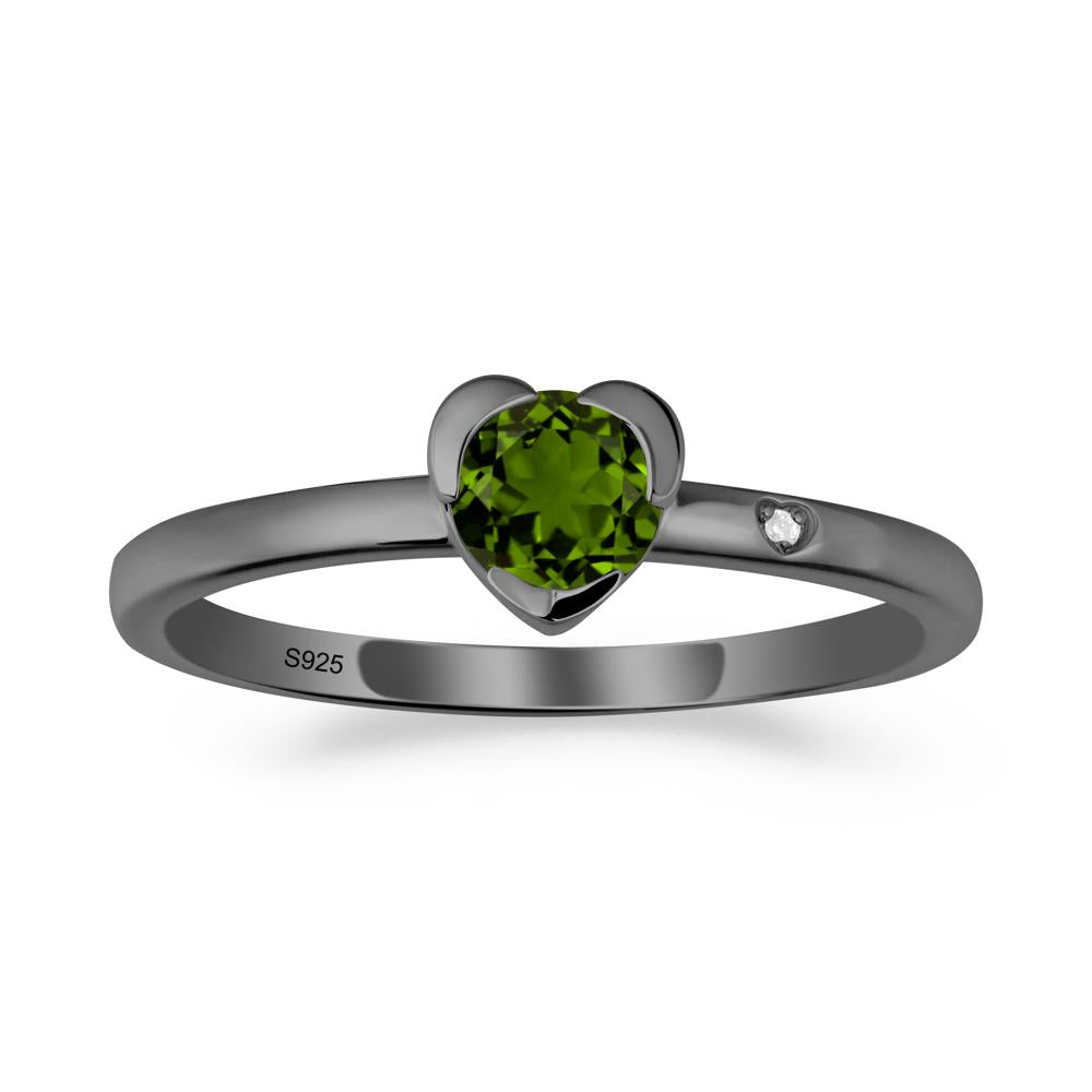 Heart Setting Diopside Ring - LUO Jewelry #metal_black finish sterling silver
