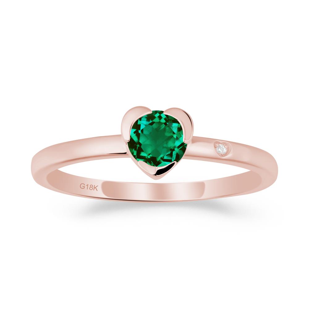 Heart Shaped Bezel Setting Emerald Ring - LUO Jewelry #metal_18k rose gold