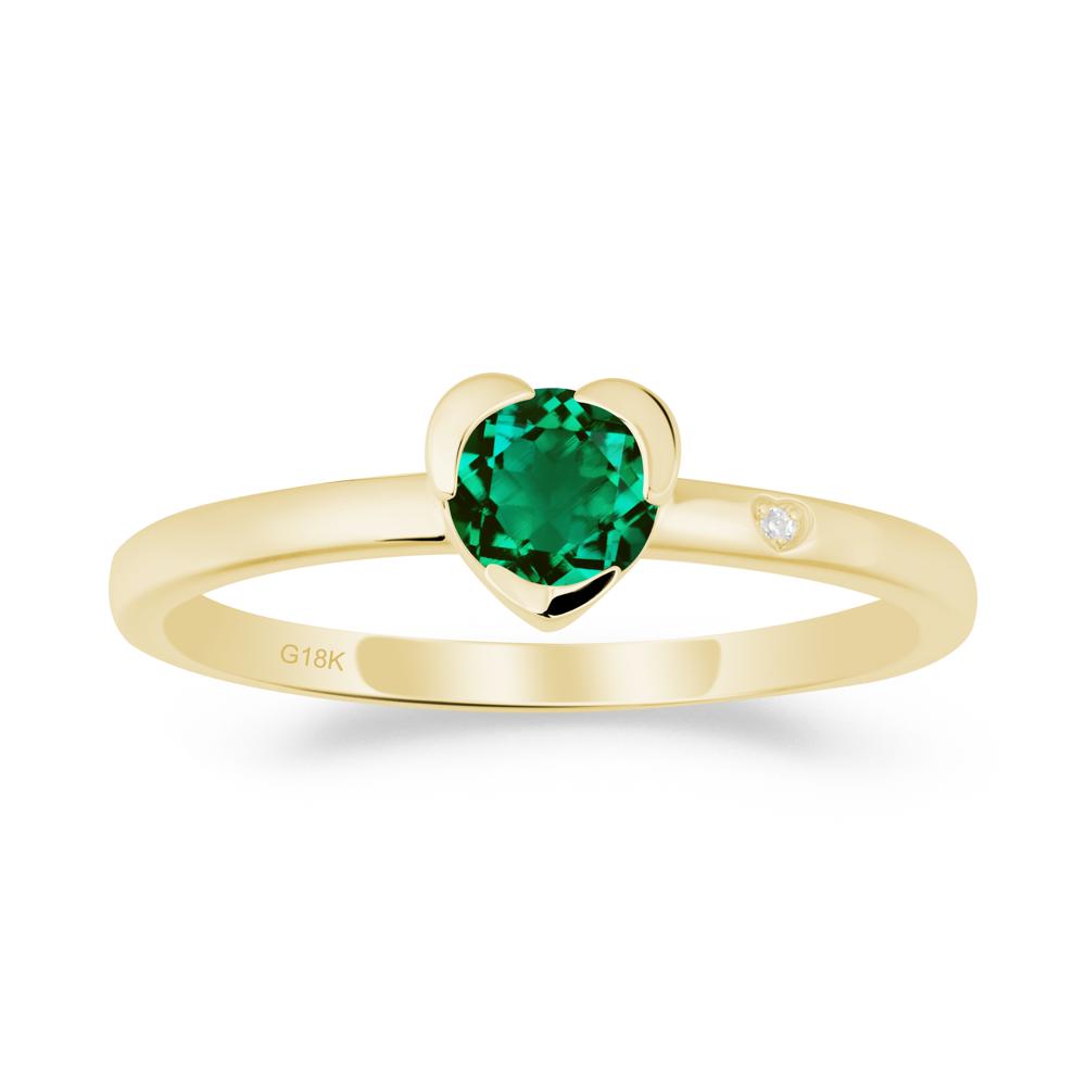 Heart Shaped Bezel Setting Emerald Ring - LUO Jewelry #metal_18k yellow gold
