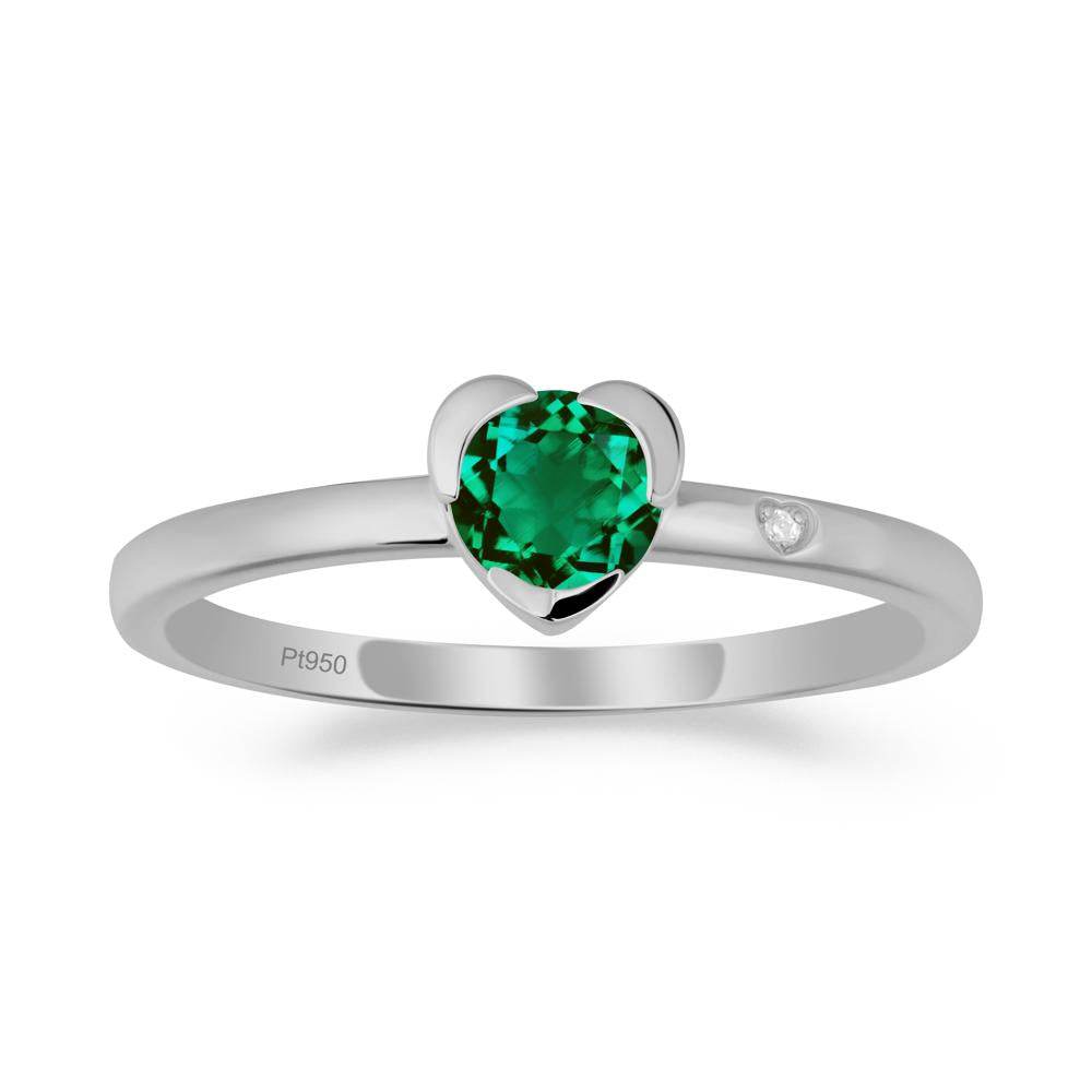 Heart Shaped Bezel Setting Emerald Ring - LUO Jewelry #metal_platinum