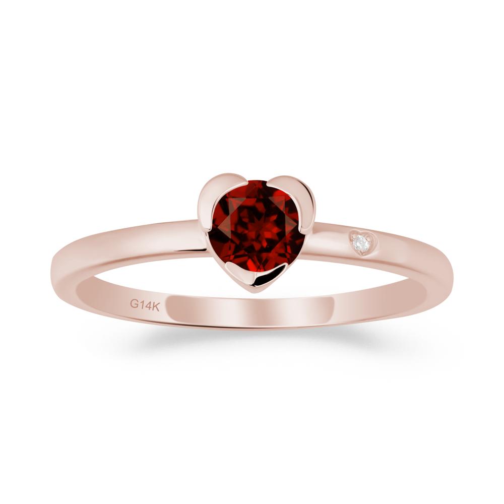 Heart Setting Garnet Ring - LUO Jewelry #metal_14k rose gold
