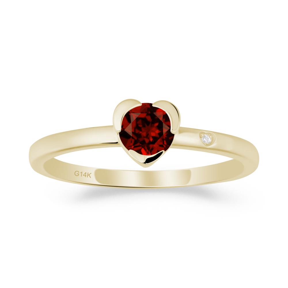 Heart Setting Garnet Ring - LUO Jewelry #metal_14k yellow gold
