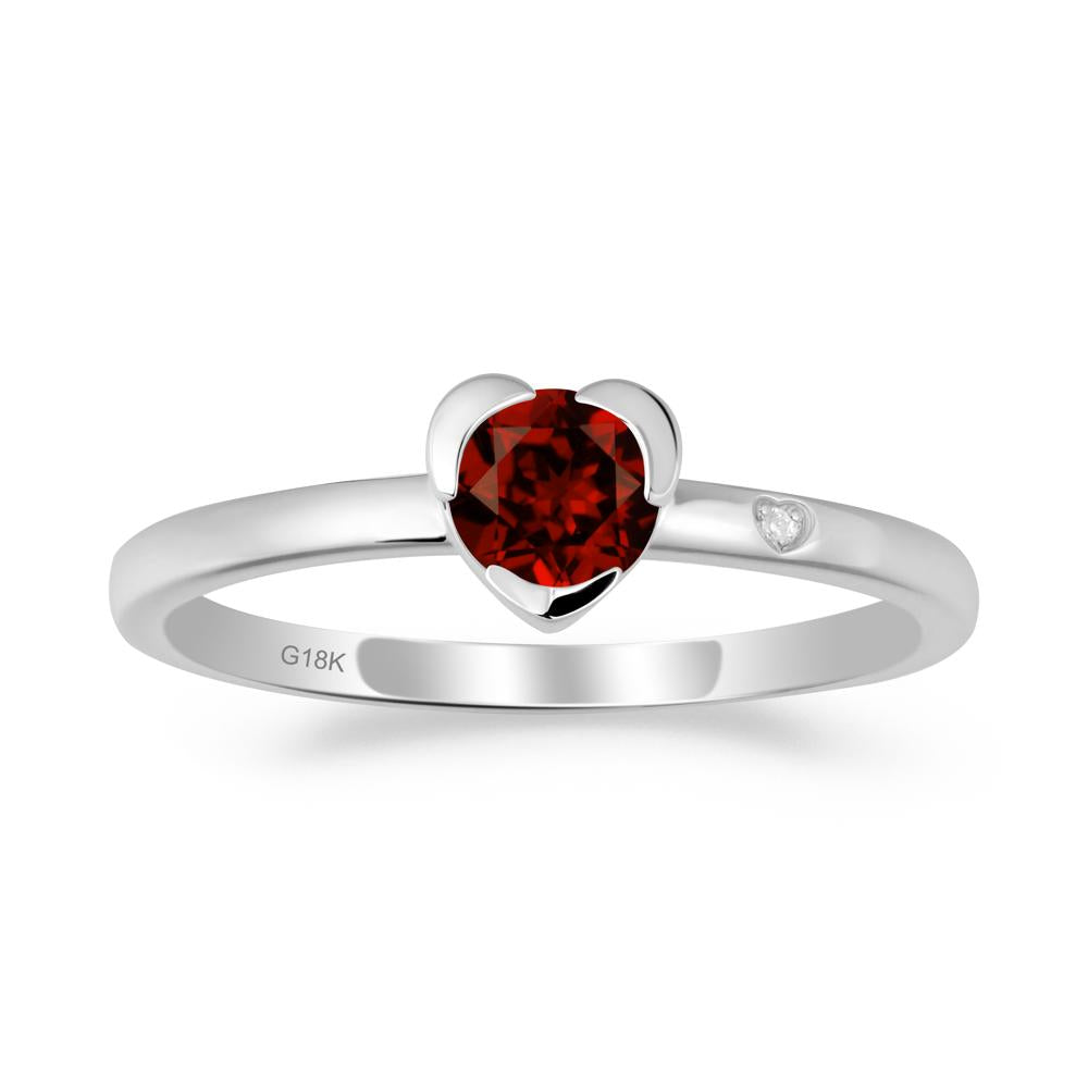 Heart Setting Garnet Ring - LUO Jewelry #metal_18k white gold