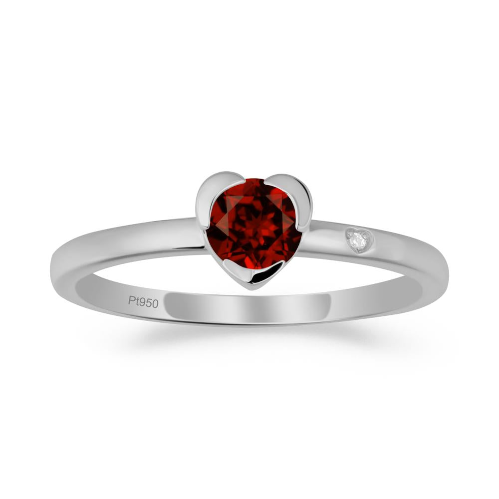 Heart Setting Garnet Ring - LUO Jewelry #metal_platinum