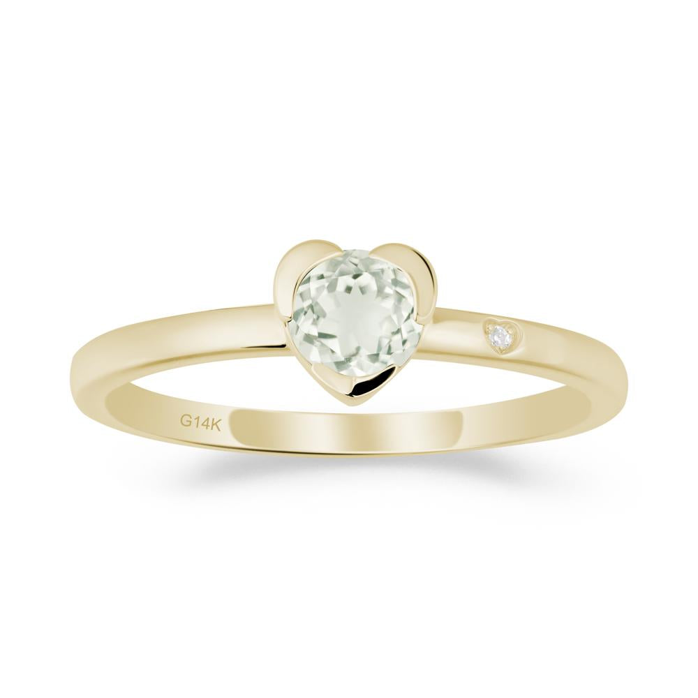 Heart Shaped Bezel Setting Green Amethyst Ring - LUO Jewelry #metal_14k yellow gold