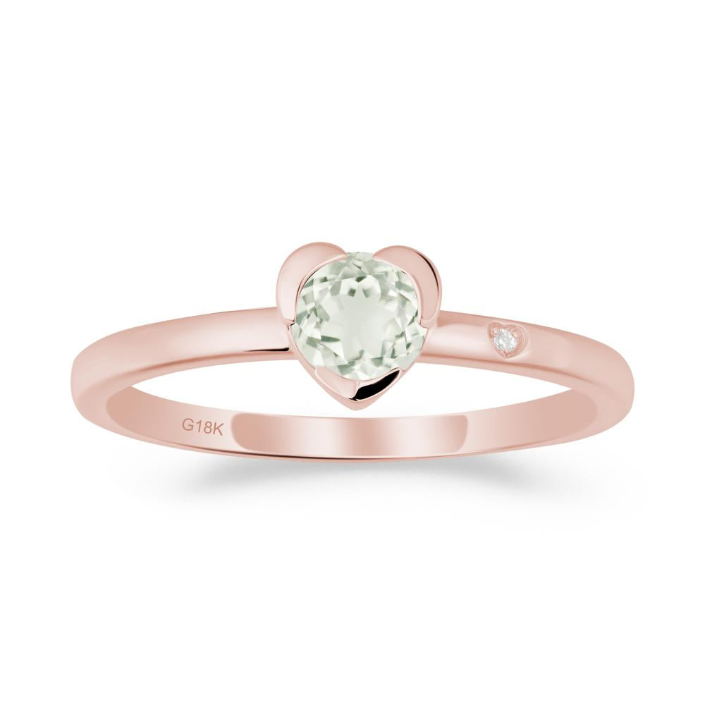 Heart Shaped Bezel Setting Green Amethyst Ring - LUO Jewelry #metal_18k rose gold