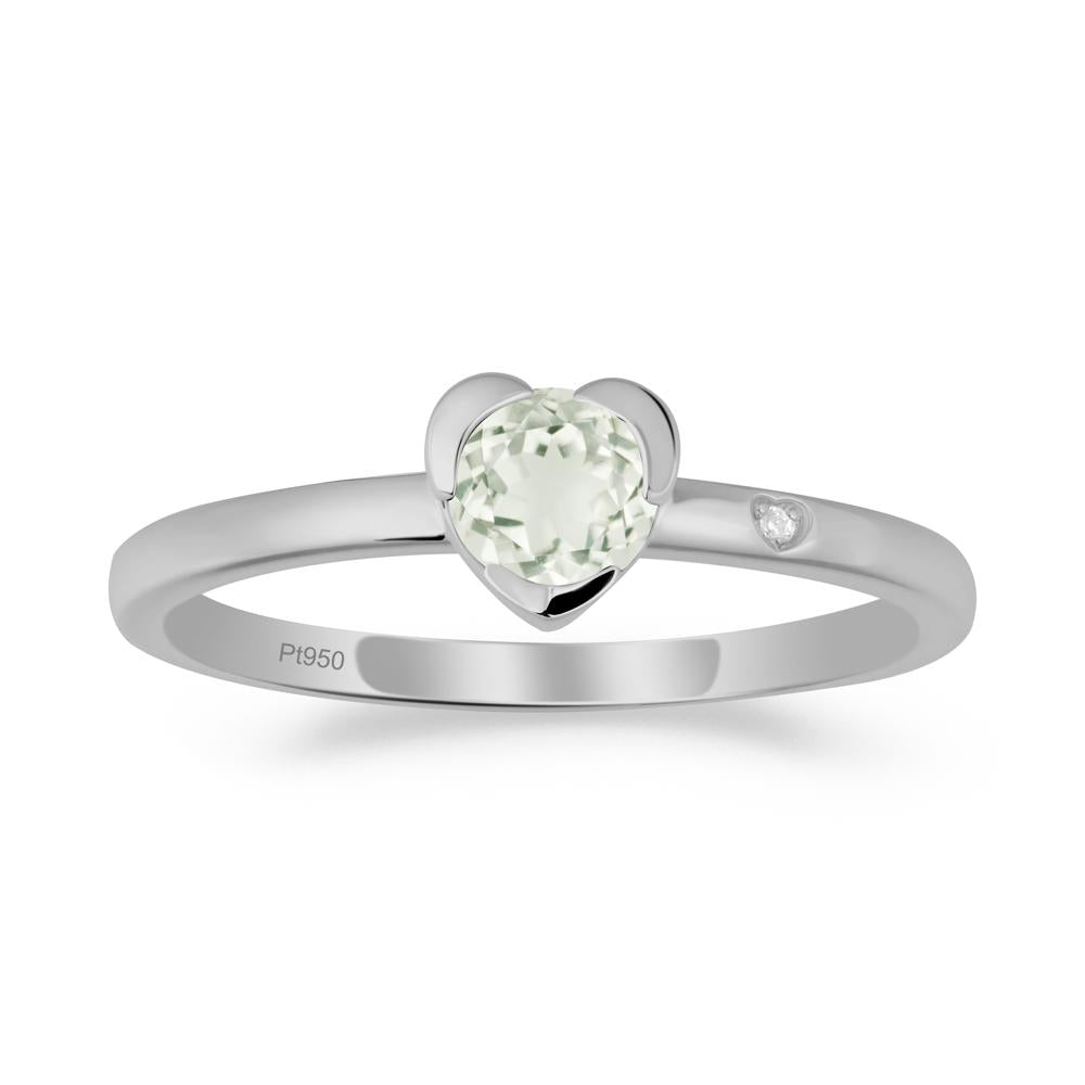 Heart Shaped Bezel Setting Green Amethyst Ring - LUO Jewelry #metal_platinum
