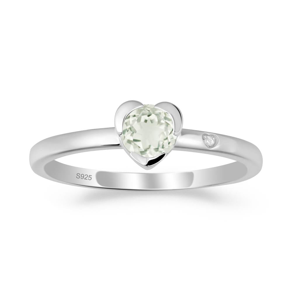 Heart Shaped Bezel Setting Green Amethyst Ring - LUO Jewelry #metal_sterling silver