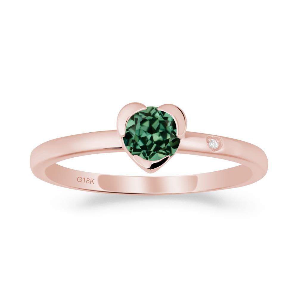 Heart Shaped Bezel Setting Green Sapphire Ring - LUO Jewelry #metal_18k rose gold