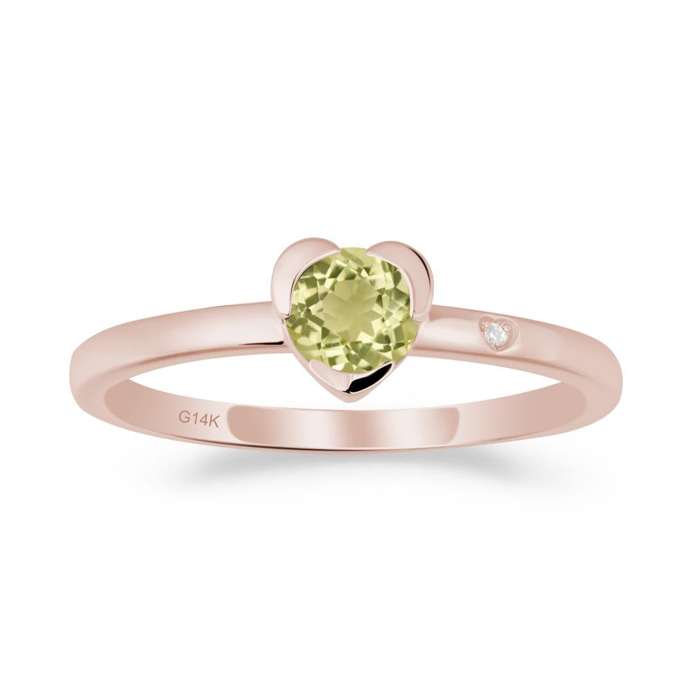 Heart Setting Lemon Quartz Ring - LUO Jewelry #metal_14k rose gold