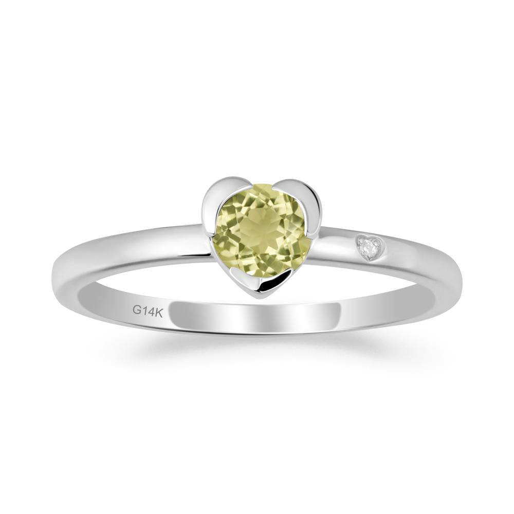 Heart Setting Lemon Quartz Ring - LUO Jewelry #metal_14k white gold
