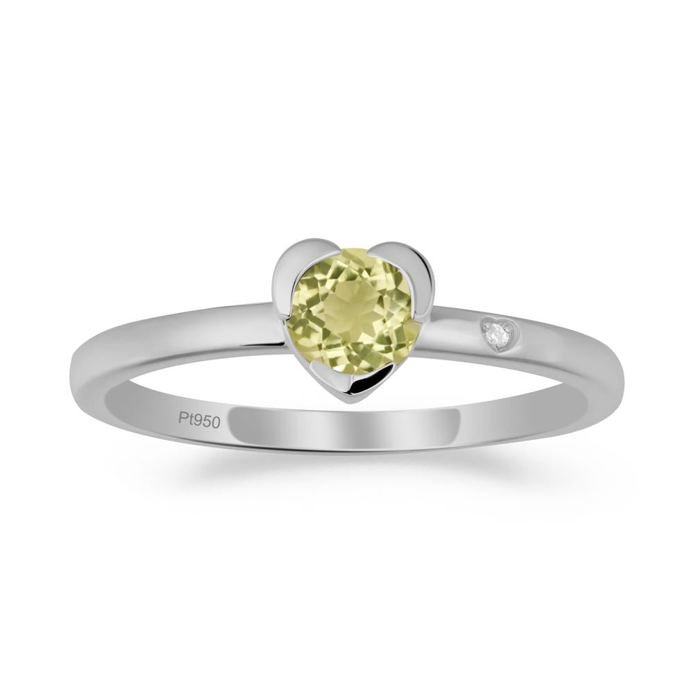 Heart Setting Lemon Quartz Ring - LUO Jewelry #metal_platinum
