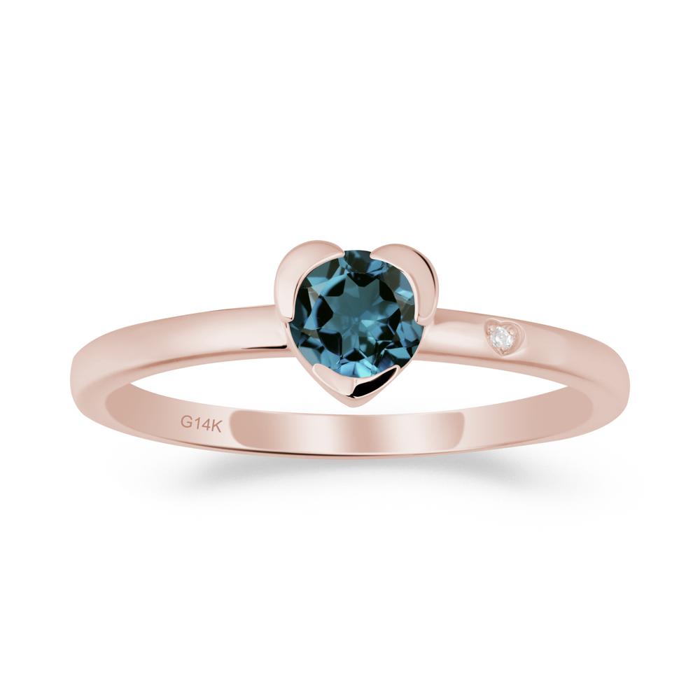 Heart Setting London Blue Topaz Ring - LUO Jewelry #metal_14k rose gold