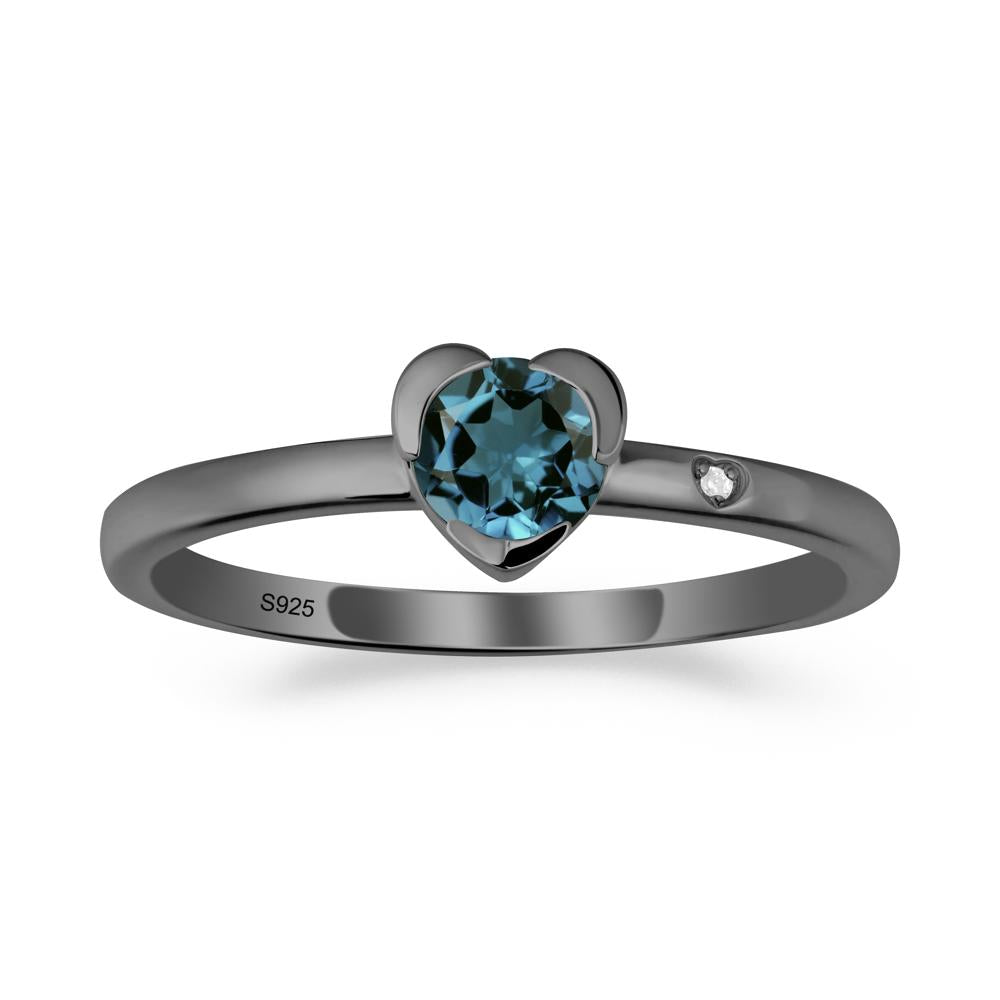 Heart Setting London Blue Topaz Ring - LUO Jewelry #metal_black finish sterling silver