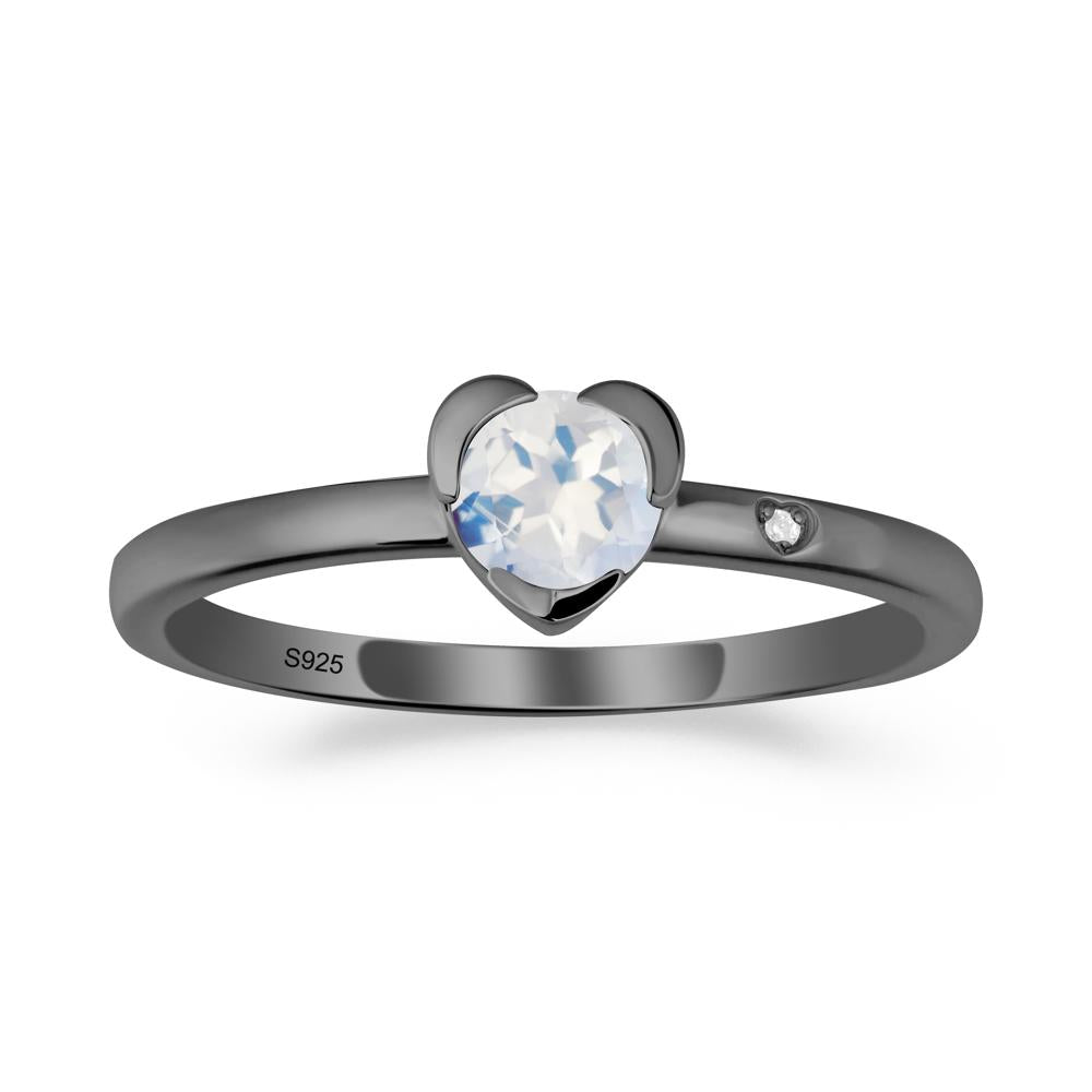 Heart Setting Moonstone Ring - LUO Jewelry #metal_black finish sterling silver