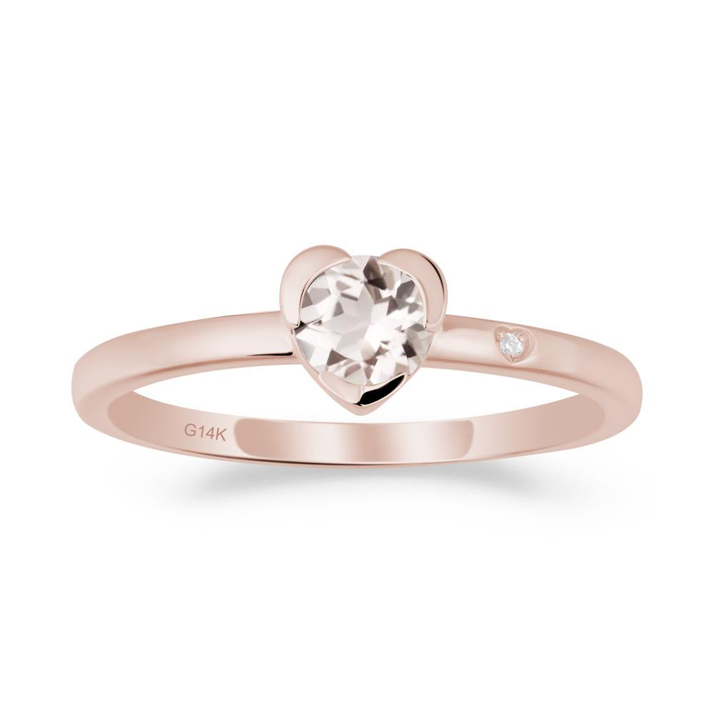Heart Shaped Bezel Setting Morganite Ring - LUO Jewelry #metal_14k rose gold