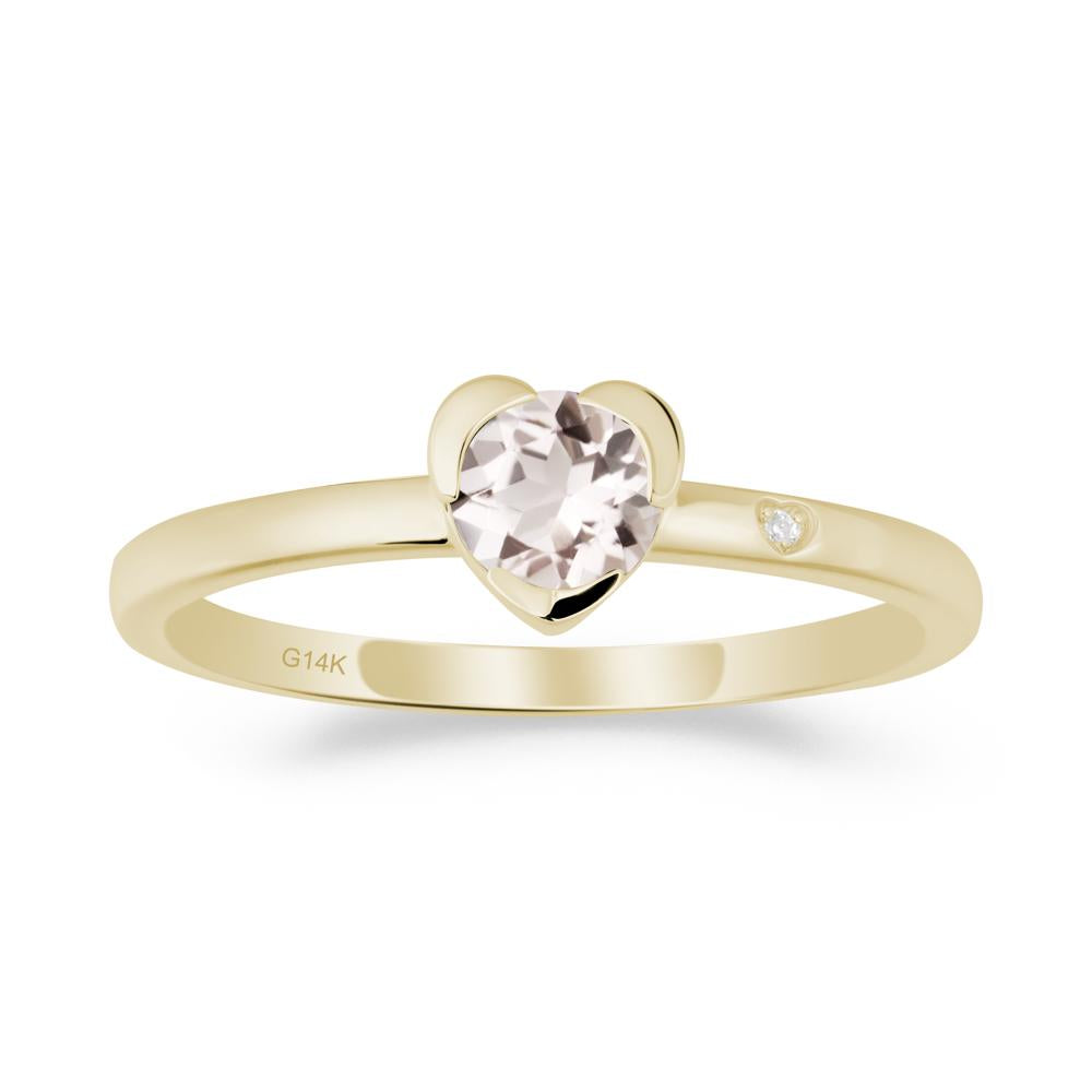 Heart Shaped Bezel Setting Morganite Ring - LUO Jewelry #metal_14k yellow gold