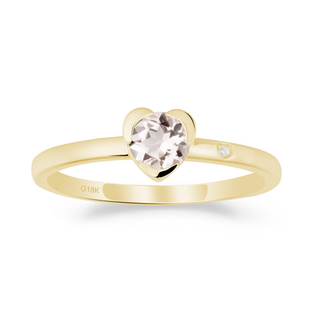 Heart Shaped Bezel Setting Morganite Ring - LUO Jewelry #metal_18k yellow gold