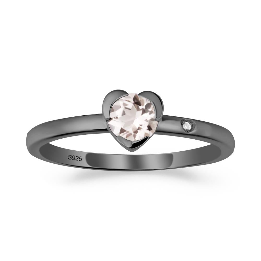Heart Shaped Bezel Setting Morganite Ring - LUO Jewelry #metal_black finish sterling silver