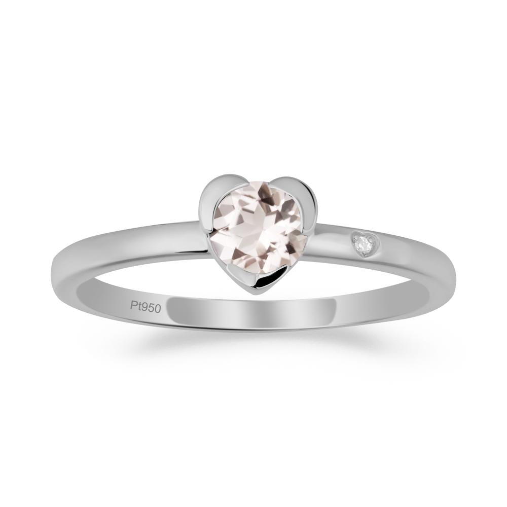 Heart Shaped Bezel Setting Morganite Ring - LUO Jewelry #metal_platinum