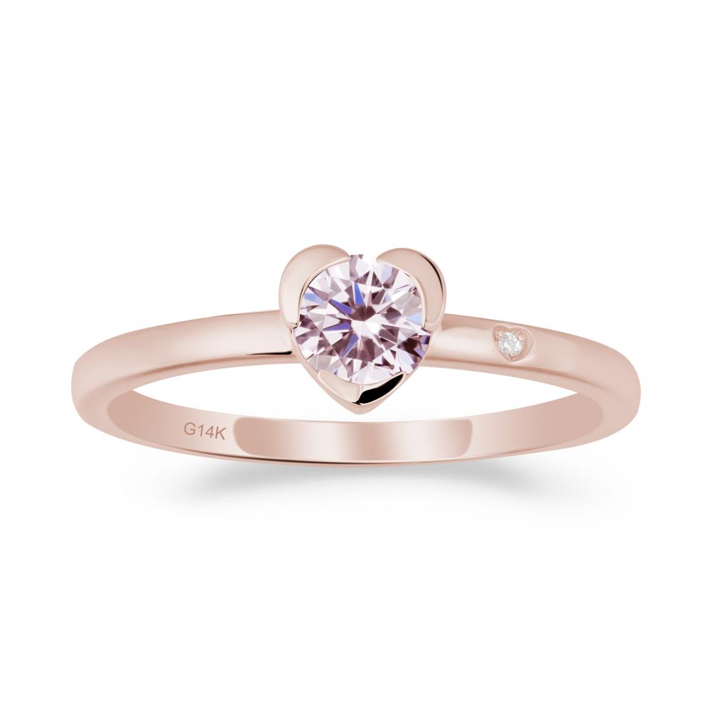 Heart Shaped Bezel Setting Pink Cubic Zirconia Ring - LUO Jewelry #metal_14k rose gold