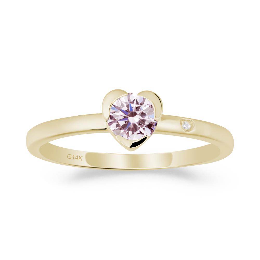 Heart Shaped Bezel Setting Pink Cubic Zirconia Ring - LUO Jewelry #metal_14k yellow gold