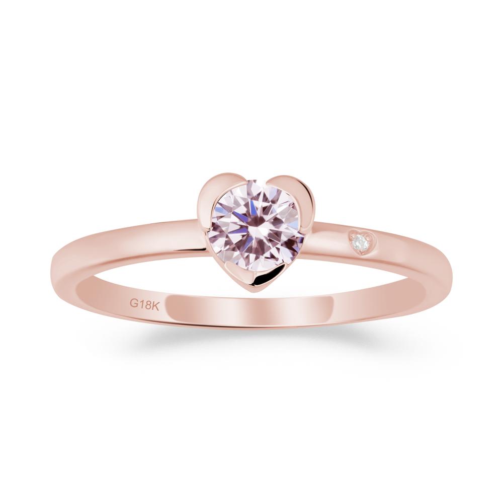 Heart Shaped Bezel Setting Pink Cubic Zirconia Ring - LUO Jewelry #metal_18k rose gold