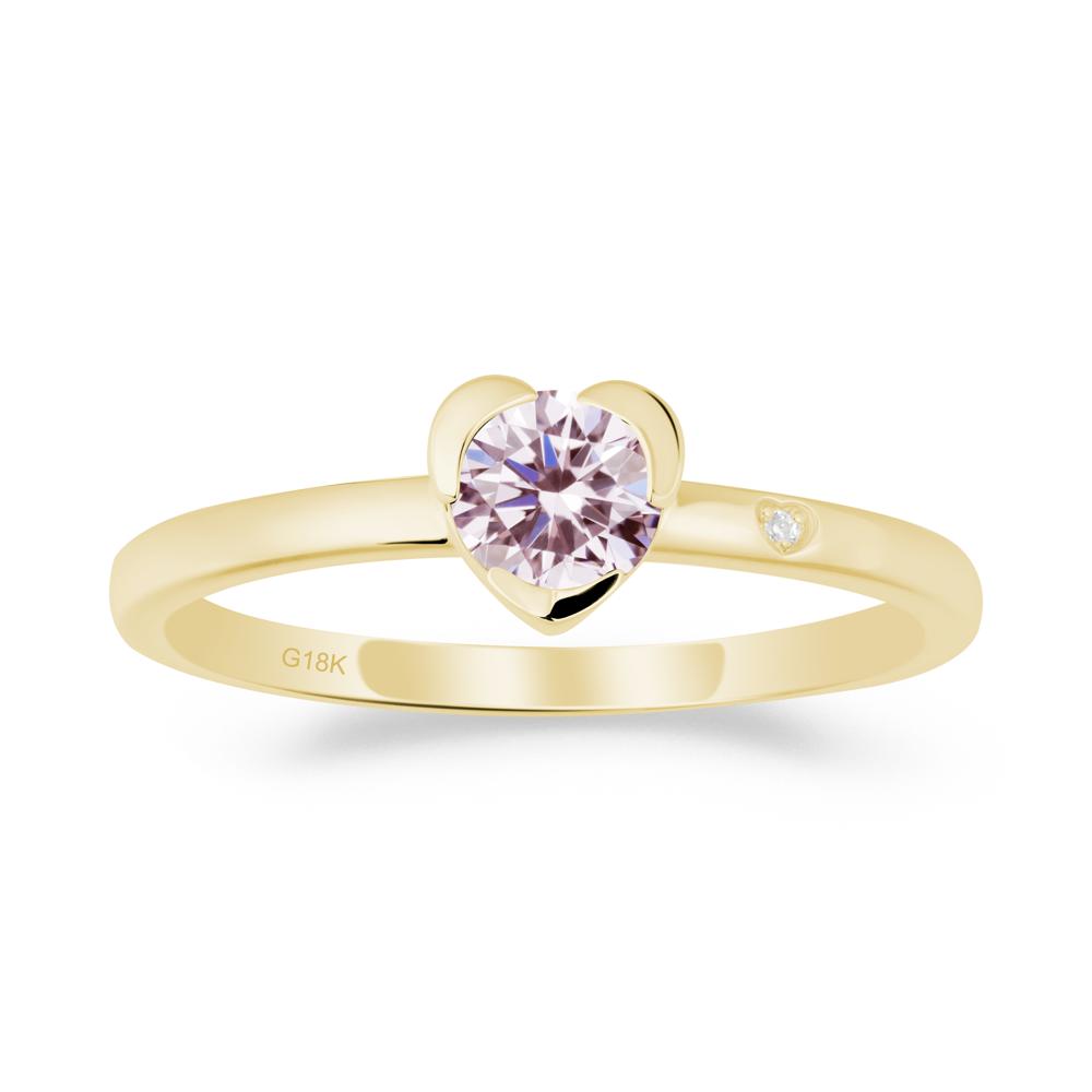 Heart Shaped Bezel Setting Pink Cubic Zirconia Ring - LUO Jewelry #metal_18k yellow gold