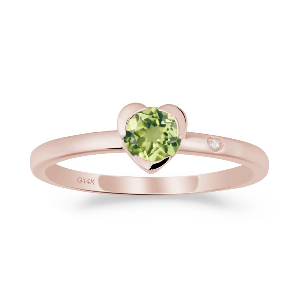 Heart Setting Peridot Ring - LUO Jewelry #metal_14k rose gold