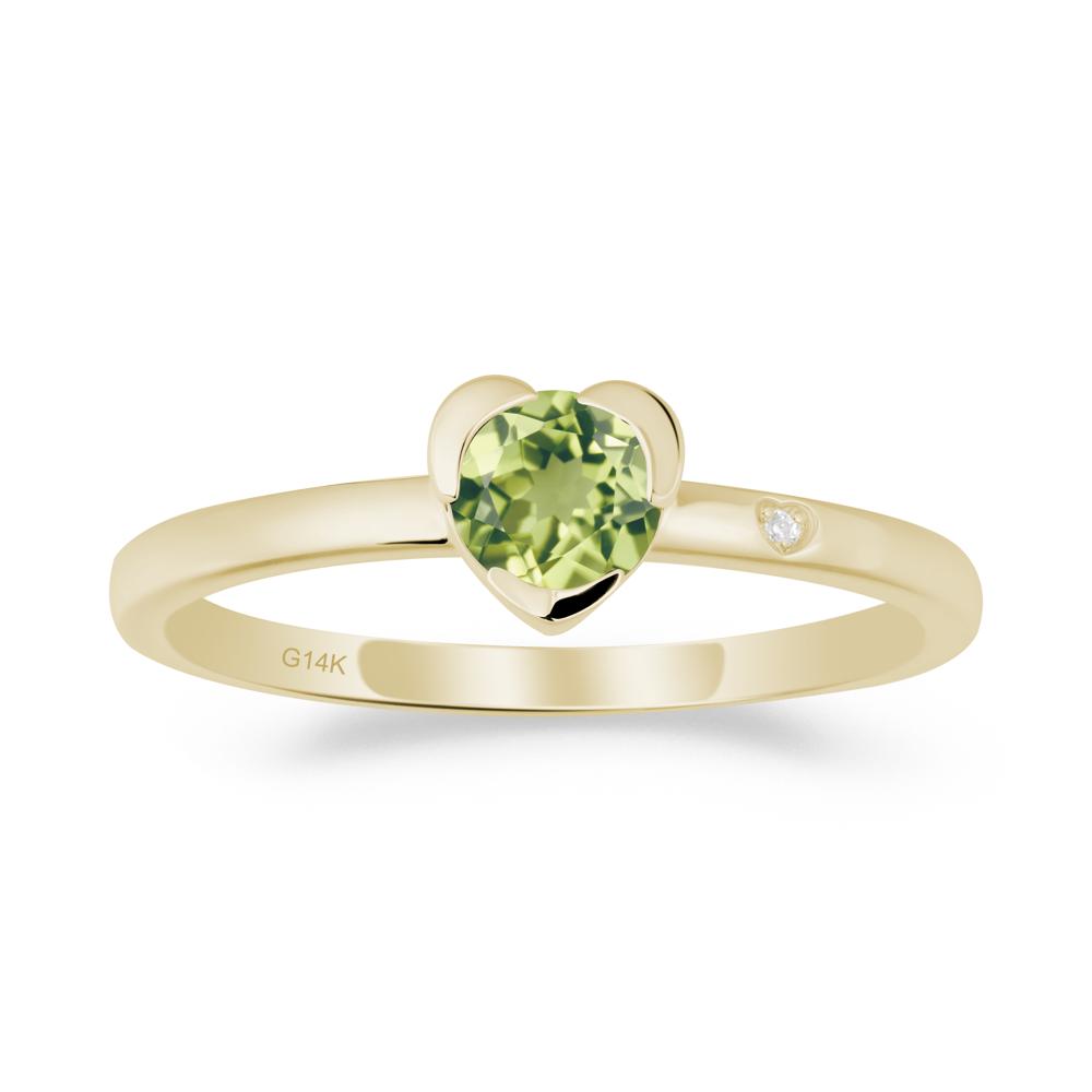 Heart Setting Peridot Ring - LUO Jewelry #metal_14k yellow gold