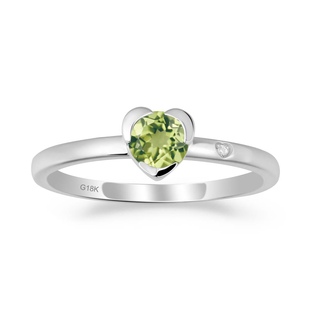Heart Setting Peridot Ring - LUO Jewelry #metal_18k white gold
