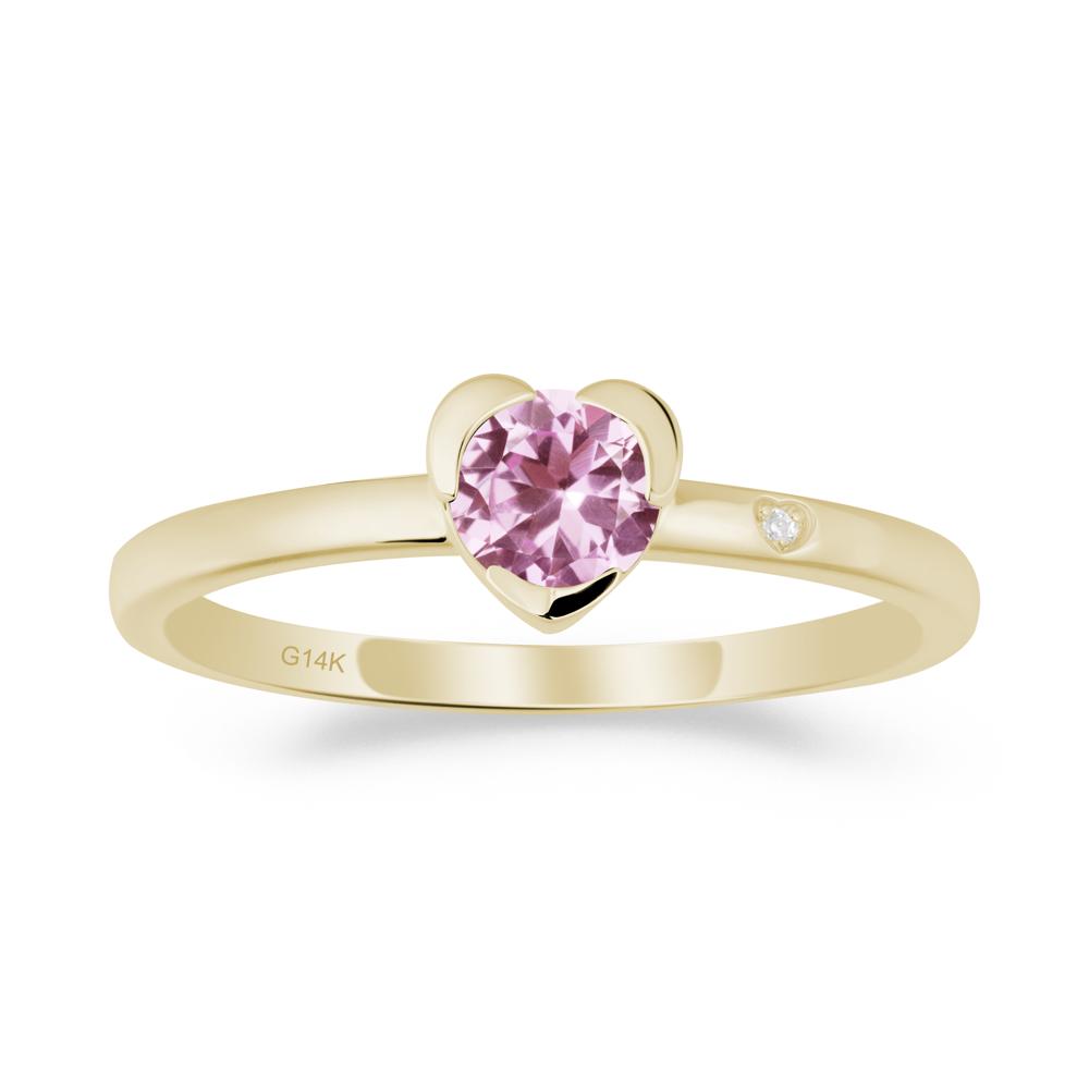 Heart Setting Pink Sapphire Ring - LUO Jewelry #metal_14k yellow gold