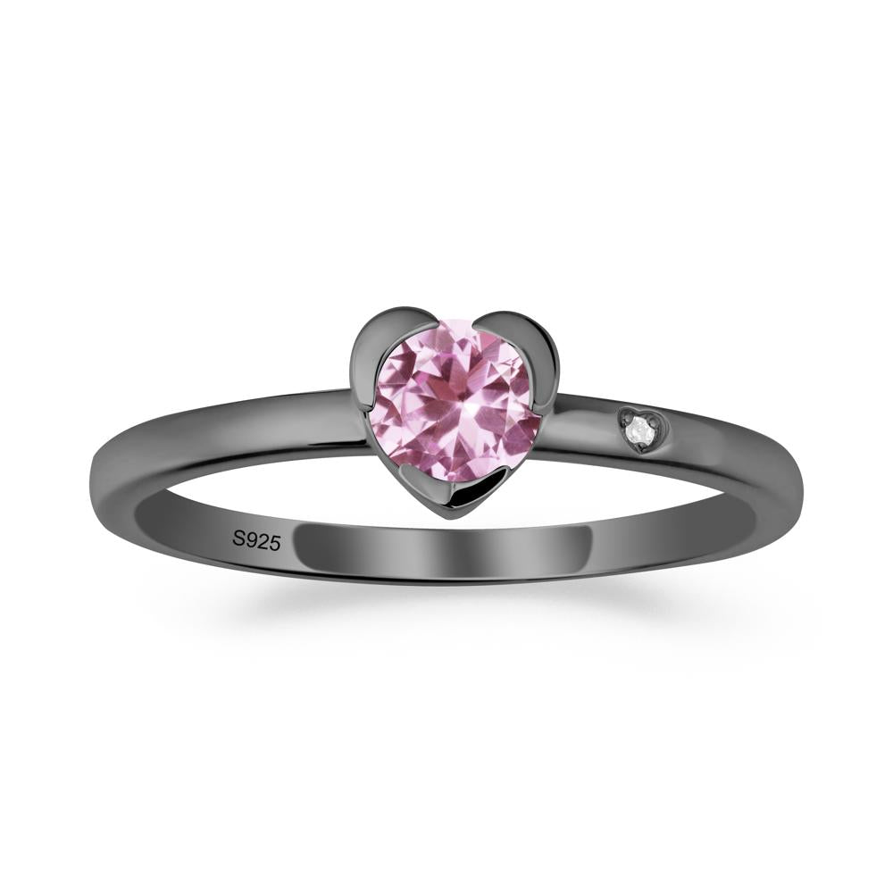 Heart Setting Pink Sapphire Ring - LUO Jewelry #metal_black finish sterling silver