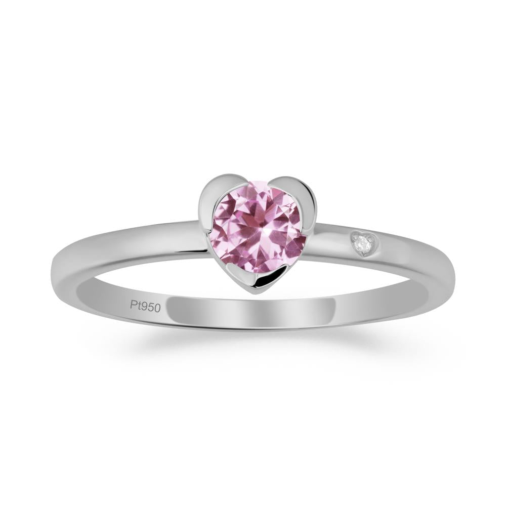 Heart Setting Pink Sapphire Ring - LUO Jewelry #metal_platinum