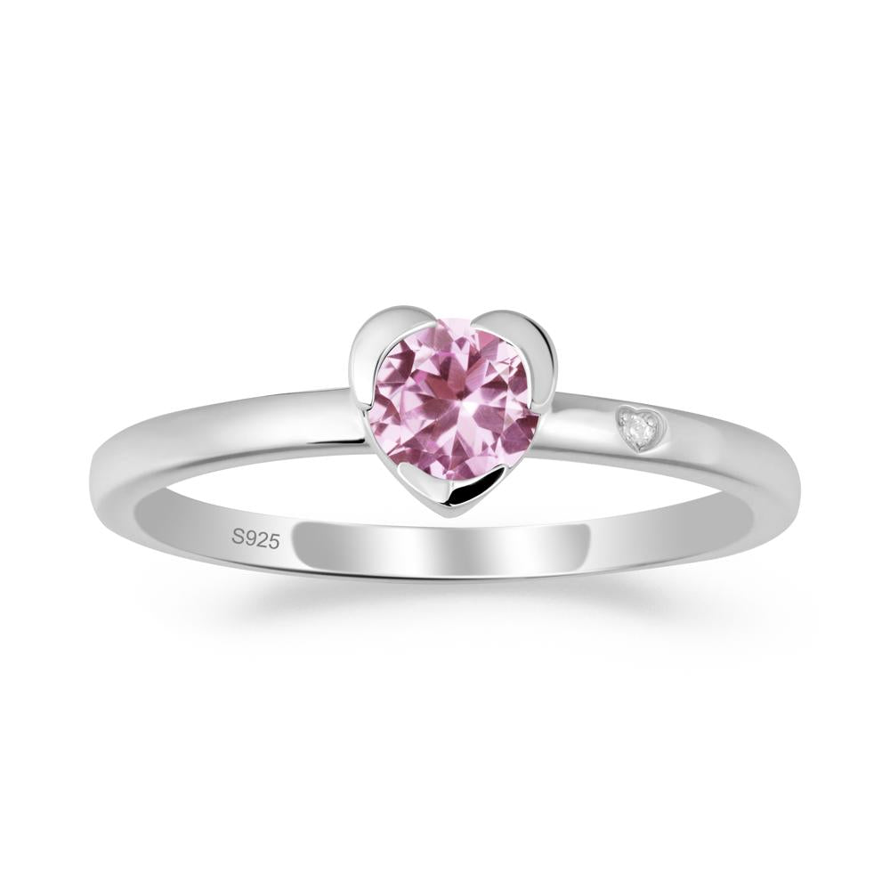 Heart Setting Pink Sapphire Ring - LUO Jewelry #metal_sterling silver