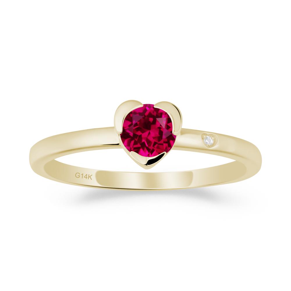 Heart Shaped Bezel Setting Ruby Ring - LUO Jewelry #metal_14k yellow gold