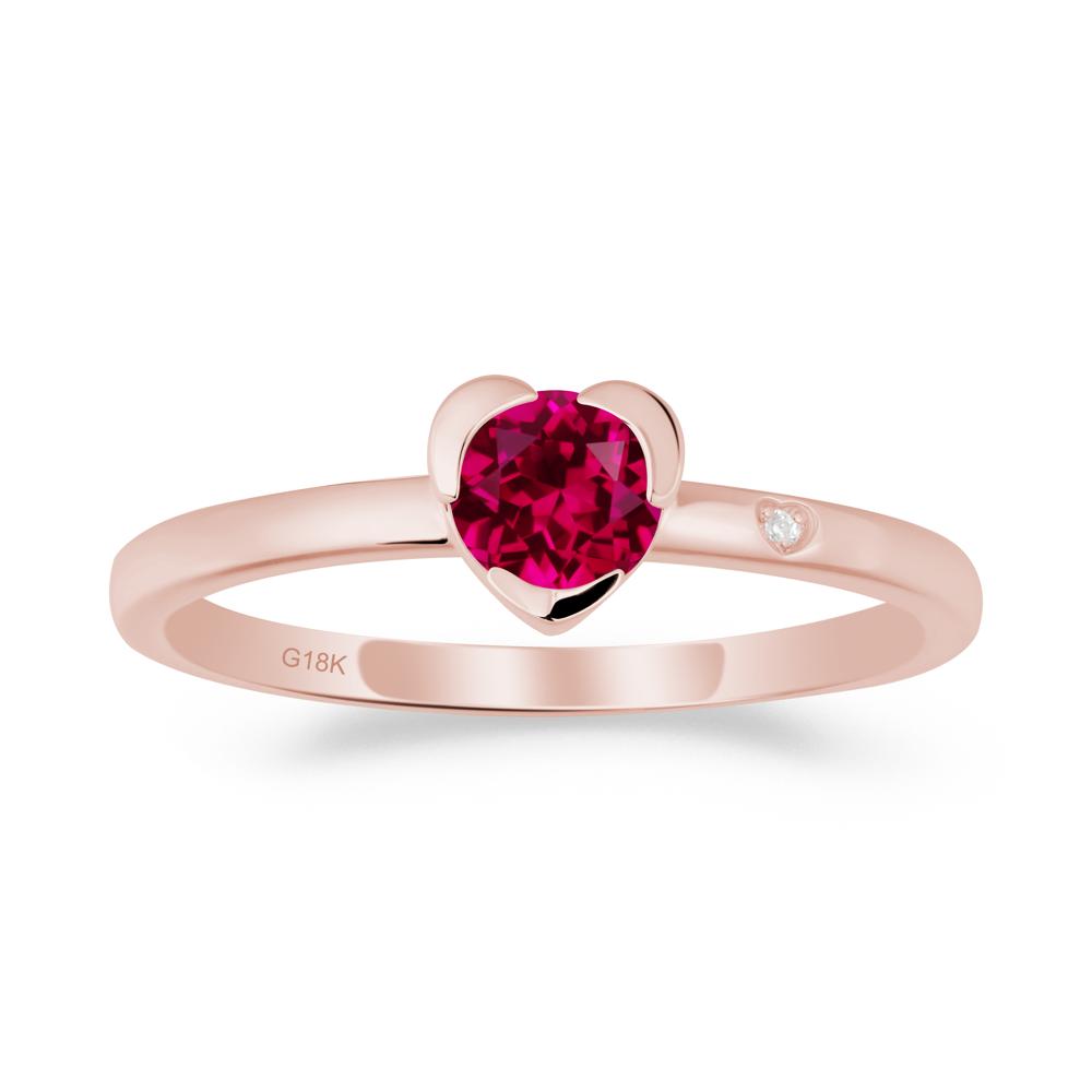 Heart Shaped Bezel Setting Ruby Ring - LUO Jewelry #metal_18k rose gold