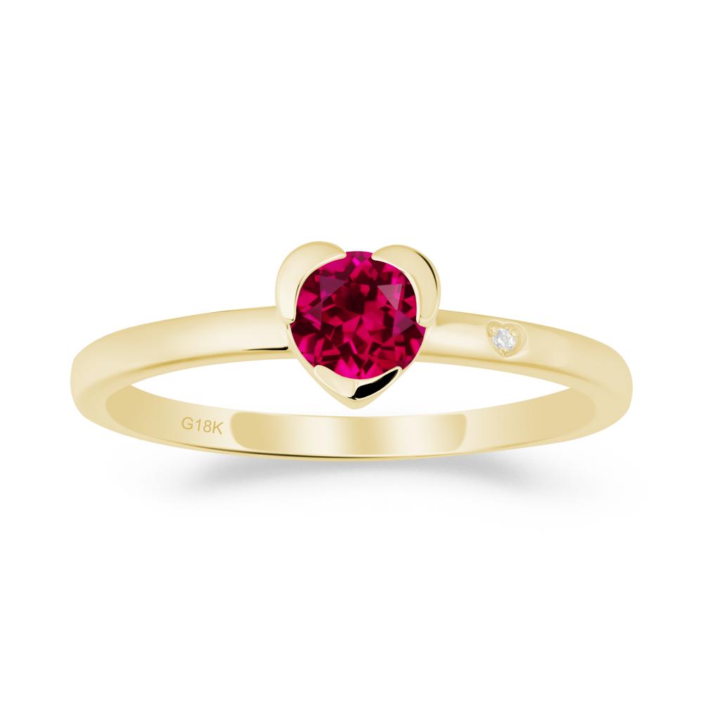 Heart Shaped Bezel Setting Ruby Ring - LUO Jewelry #metal_18k yellow gold