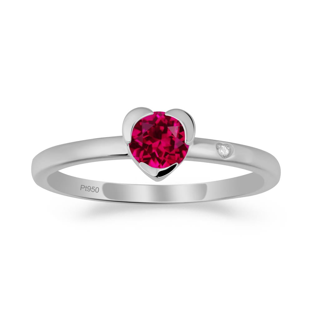 Heart Shaped Bezel Setting Ruby Ring - LUO Jewelry #metal_platinum