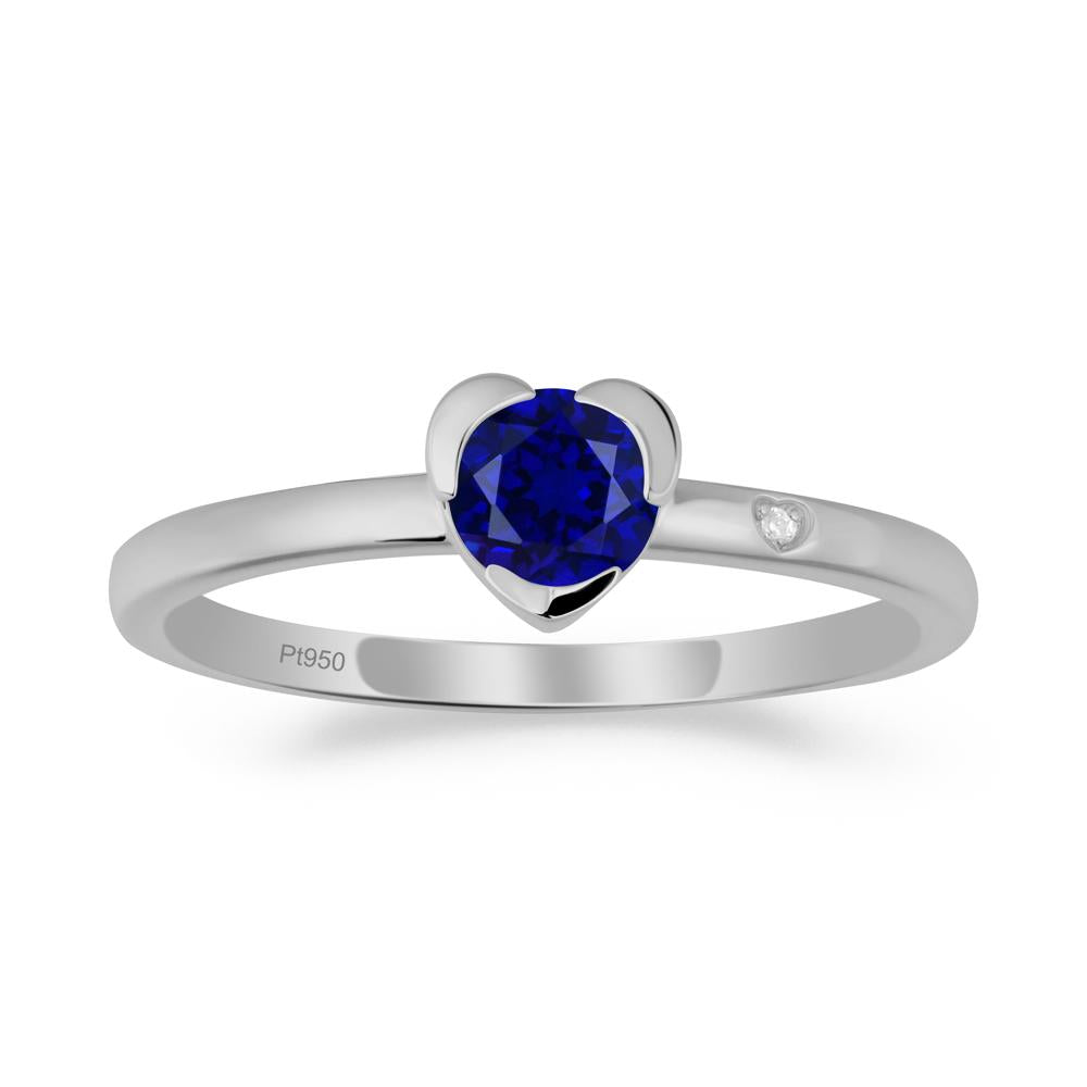 Heart Setting Sapphire Ring - LUO Jewelry #metal_platinum