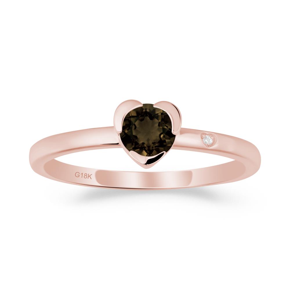 Heart Shaped Bezel Setting Smoky Quartz Ring - LUO Jewelry #metal_18k rose gold