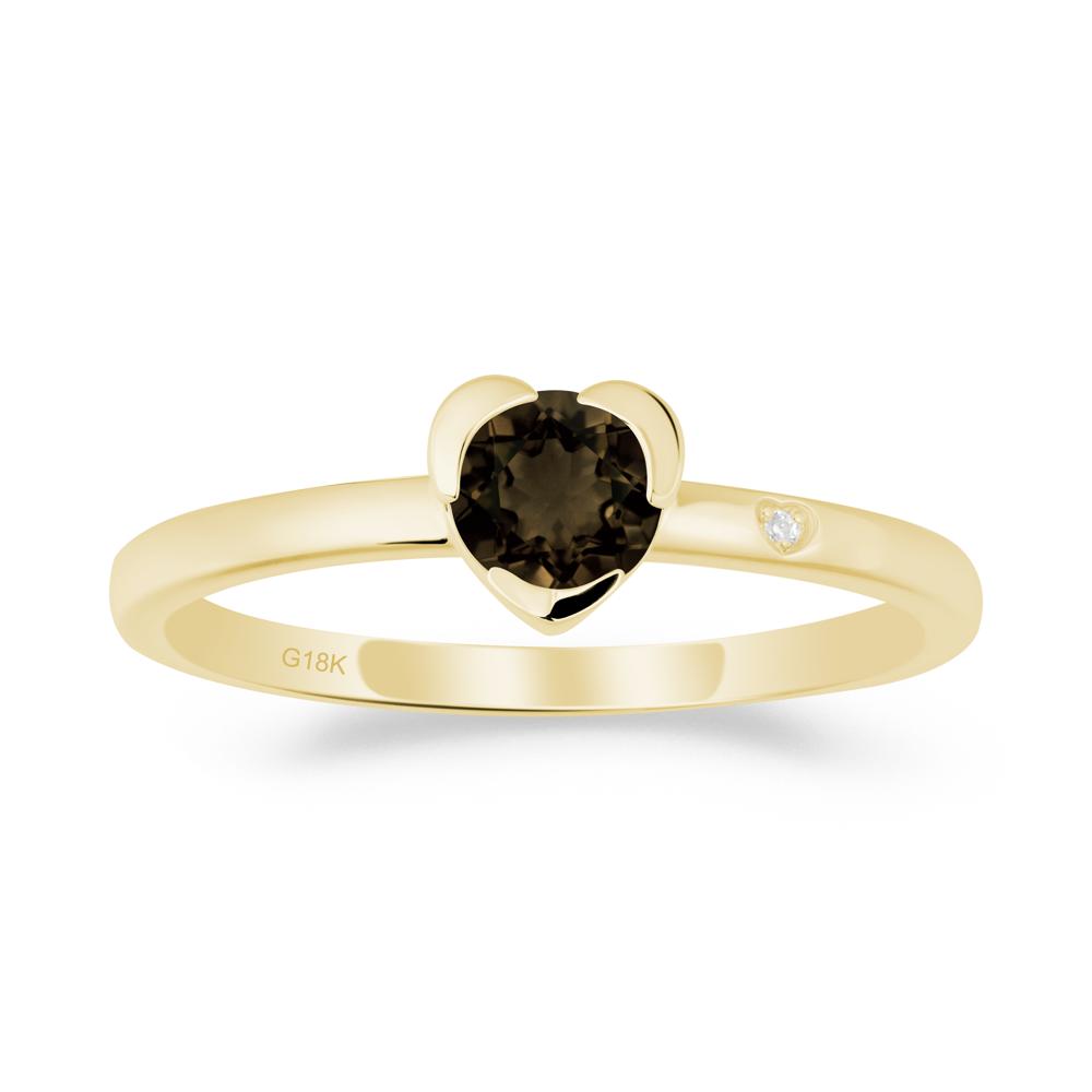 Heart Shaped Bezel Setting Smoky Quartz Ring - LUO Jewelry #metal_18k yellow gold