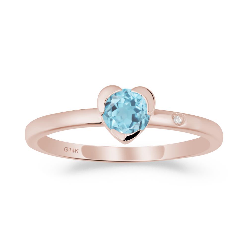 Heart Setting Swiss Blue Topaz Ring - LUO Jewelry #metal_14k rose gold